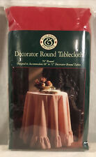 VTG Windsor&Browne Red Round Ruffled Border Poly/Cotton Blend Tablecloth 70" USA