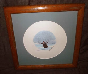 1989 P Buckley Moss donna pattinaggio su ghiaccio stagno boschi 357/1000 stampa quadro incorniciato - Foto 1 di 5