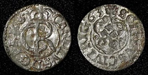 Livonia Riga CARL XI of Sweden (1660-1697)Silver 1663 Solidus,Schilling KM#55(4) - Picture 1 of 3