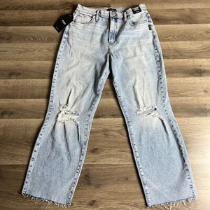 Jeans plateados para mujer 31x28 altamente deseables pierna recta denim desgastados nuevos con etiquetas - Imagen 1 de 10