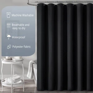 Fabric Shower Curtain Liner Hotel Quality Waterproof Soft Cloth / 12 Botton Hole - Picture 1 of 11