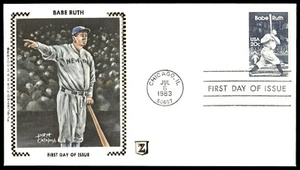 1983 NY Yankees Babe Ruth First Day Cover H&M Covers Zaso Silk Cachet - Picture 1 of 2
