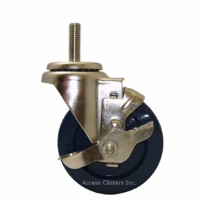Rueda de vástago de acero inoxidable 4DXSSBPSB 4", freno, rueda de poliuretano, tapa de 350 libras - Imagen 1 de 1