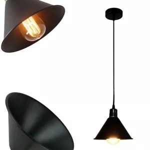 Lámpara colgante de techo de metal vintage industrial retro lámpara negra Lightshade - Imagen 1 de 14