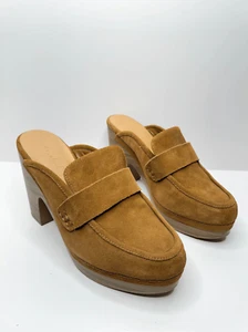 Splendide scarpe donna Vina platform taglia 8 zoccoli slip on pelle scamosciata marrone - Foto 1 di 10