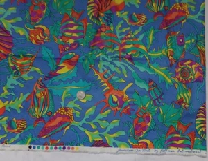 Hoffman Int Hawaians para material de tela real 46"" x 44"" cáscaras de pez océano agua - Imagen 1 de 6