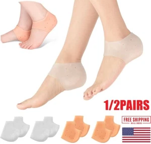 Silicone Heel Protectors Breathable Heel Gel Heel Cushions Pads for Cracked Heel - Picture 1 of 15