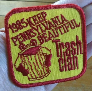 TRASH CLAN ~Anti-Litter ~ KEEP PENNSYLVANIA BEAUTIFUL 1985 Official Member PATCH - Picture 1 of 6