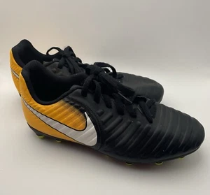 Nike Kids Jr. Tiempo Rio IV FG Soccer Cleats Size 3.5Y VGUC Black White Orange - Picture 1 of 7
