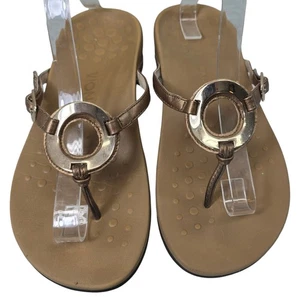 Vionic Karina Women's Thong Sandals Bronze Metallic Ring Buckle Wide 8M - Picture 1 of 8