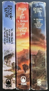 Lot Of 3 Hardback Michael & Kathleen Gear Books People Of The Fire, Earth, Wolf - Picture 1 of 12