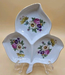 Mitterteich Bavaria Geteilt Blattform Mehrfarbig Floral 7,75" Schmuck Schale - Bild 1 von 4