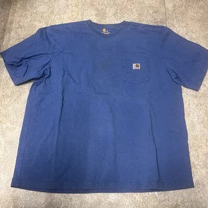 Camiseta Carhartt Para Hombre 2XL Azul Calce Original Peso Pesado Manga Corta Bolsillo - Imagen 1 de 6