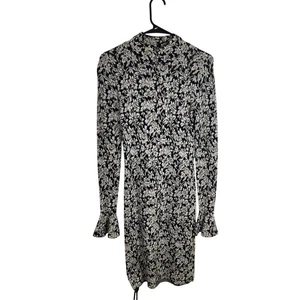Michael Kors XS Printed Bodycon Long Sleeve Monochrome Dress Formal Classy - Picture 1 of 8