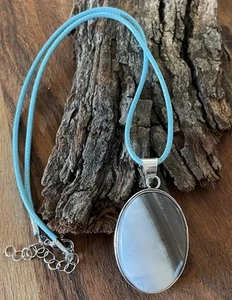 Owyhee Blue Opal Pendant Necklace -925 Silver plated-brand New - Picture 1 of 4