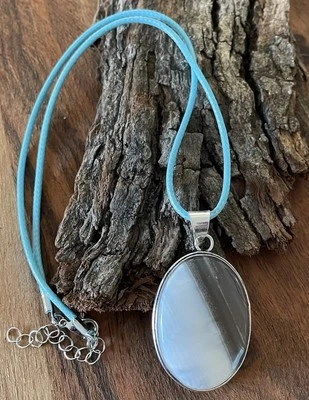 Colar pingente de opala azul Owyhee -925 banhado a prata - Novo em folha - Imagem 1 de 4
