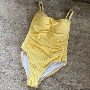 Niptuck Multi Fit Swim Einteiler Badeanzug Badeanzug gelb strukturiert Shaping:6 - Bild 1 von 11