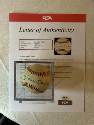 Mickey Mantle Autographed Baseball - PSA Authentication - Image 1 of 4
