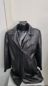 Vera Pelle Giacca In Pelle Donna Woman Tg 46 Nero AN10 - Picture 1 of 12