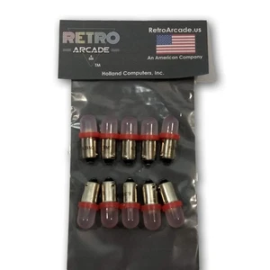 10 Pack Red Frosted Pinball 6.3 Volt LED Round Bulb 44/47 Bayonet Base BA9S, US - Picture 1 of 2