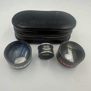 VTG Collectible Japan Petri Aux Lens Set Wide Angle & Telephoto Dedicated Case - Picture 1 of 7