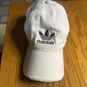 Adidas Hat Mens Adult Cream/Black Trefoil Logo Cap Adjustable Athletic Gym - Picture 1 of 5