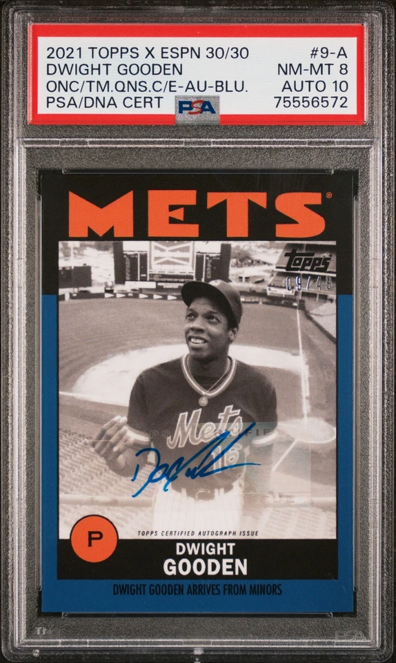 2021 TOPPS ESPN ONCE UPON A TIME IN QUEENS DWIGHT GOODEN BLUE AUTO /49 PSA 8 - Image 1 of 1
