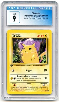 CGC 9 MINT German Pikachu Base Set 1st Edition Pokemon 1999 58/102  -30 - Image 1 of 2