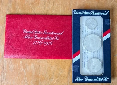 1976-S US Mint Silver UNC Bicentennial 3 Coin Set BU 40% Silver - Image 1 of 4