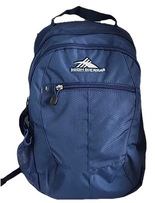 High Sierra Curve Backpack Navy 18.5 x 12.5 x 8.5" USB/Cable Port Repels H2O - Image 1 of 4