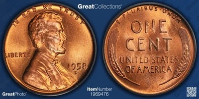 1958 D Lincoln Cent PCGS MS67 RED CAC Old Green Holder RARE OGH - Image 1 of 3