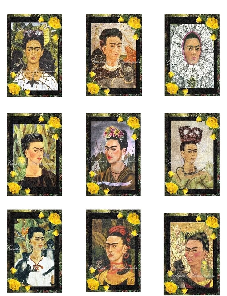 Frida Kahlo Portraits UN CONJUNTO MULTI-TAMAÑO bloques de edredón de tela de algodón Foto 1 de 1