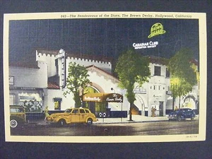 Hollywood California Radio Center Sunset Boulevard Night Scene Postcard 1930-45 - Picture 1 of 2