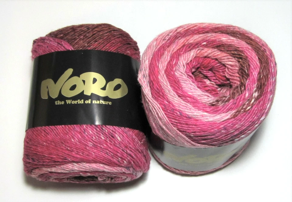 656 yard Ball of NORO GESHI cotton silk Gradient dk yarn #9 IBARA Pink Rose Rust - Image 1 of 1