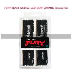 FURY Beast 32GB (2x16GB) DDR4-3200 KF426C16BBK2/32 Desktop Gaming Memory 288-Pin - Picture 1 of 7