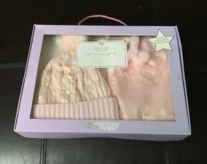 NIB Rainbow Sugar 4 Pc. Gift Set Puffer Hat & Scarf & 2 Hair Claws Pink OS - Picture 1 of 8