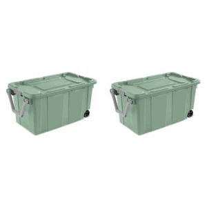 40 Gallon Wheeled Industrial Tote Plastic Adult, Green Sage, Set of 2 - Picture 1 of 9