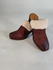 Zuecos Born para mujer talla 11M Hope marrón cuero completo teñido real sin cordones - Imagen 1 de 16
