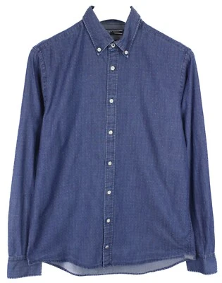 TOMMY HILFIGER New York Fit Shirt Men's MEDIUM Denim Polka Dot Button Down Blue - Image 1 of 4