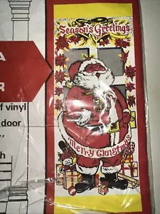 Vintage Christmas Decorations Merry Christmas Door Cover Backdrop with Santa New - Picture 1 of 3