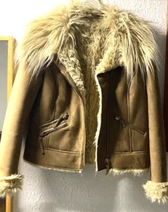 Jessica Felljacke-warme Winterjacke Lederimitat langhaariges Innenfutter 38 - Bild 1 von 10