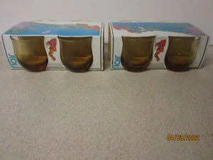 LOT OF 8 NOS Vintage Anchor Hocking Flair AMBER On the Rocks Glass 3079 - Picture 1 of 7