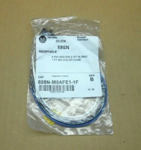 NEW ALLEN BRADLEY 888N-M5AFE1-1F 5 PIN MINI RECEPTACLE16AWG 1FT CABLE (11 AVAIL) - Picture 1 of 2