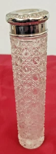 Old JAR English, Pretty with glass & metal lid 7.4'' ht x 1,5'' steal cap dia - Picture 1 of 9