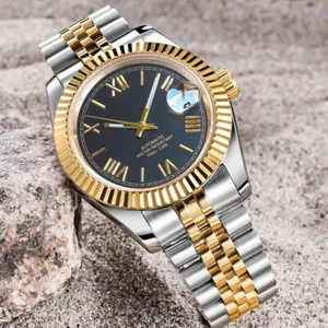200M Diving 36mm NH35 Automatic Watch Men Gold Roman Numerals Jubilee Strap 2024 - Picture 1 of 8