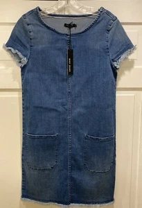 Max Jeans Denim Jeans Tunika Etuikleid Gr. XS Boho blau roher Saum/Ärmel Taschen - Bild 1 von 7