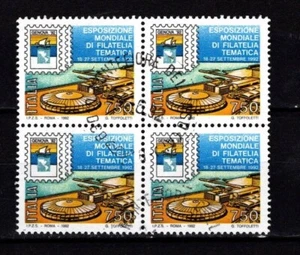 ITALIA 1992International Stamp Exhibition GENOVA '92 IN QUARTINA OBLITERATA - Picture 1 of 1