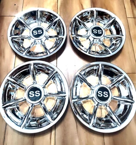 New Set of 4 Golf Cart 10" Black SS Wheel Cover Hub Caps for 10 Inch Wheels STAR - Picture 1 of 5