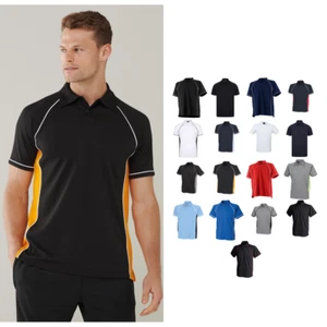 Finden & Hales Piped Performance Polo LV370- Short Sleeve Fitness Collar T-Shirt - Picture 1 of 46