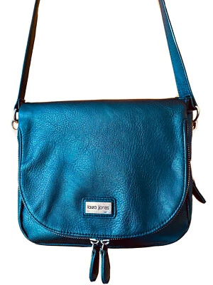 Bolso Bandolera Laura Jones Mujer Negro Cuero Vegano Cremallera Alrededor Plegable Mediano Foto 1 de 4